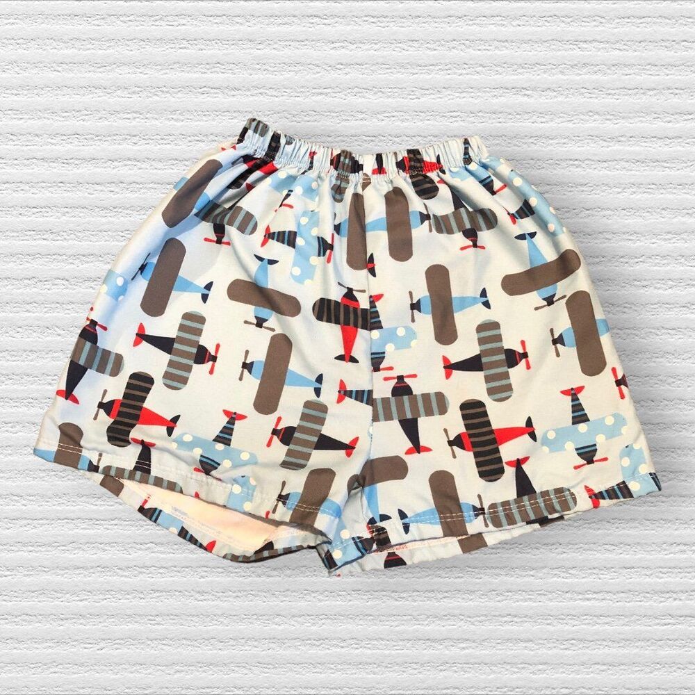 Airplane Shorts 5/6 Blue Gray Pull On Boutique